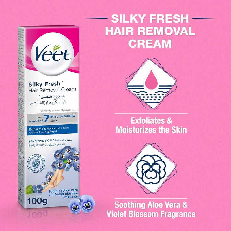 Veet Silky Fresh Hair Removal Cream - Aloe Vera & Violet Blossom - Image 2